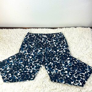 J Crew Women's Pants Straight Leg High Waist Abstract Print Blue White Black 8